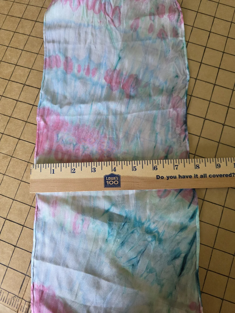 100% Silk Y2K Pastel Tie Dye Scarf 8x52 Lightweight Soft Wrap